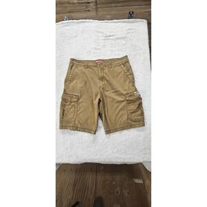 UNIONBAY Men's Size 36 Brown Cargo Shorts 98% Cotton Spandex Zip Pockets